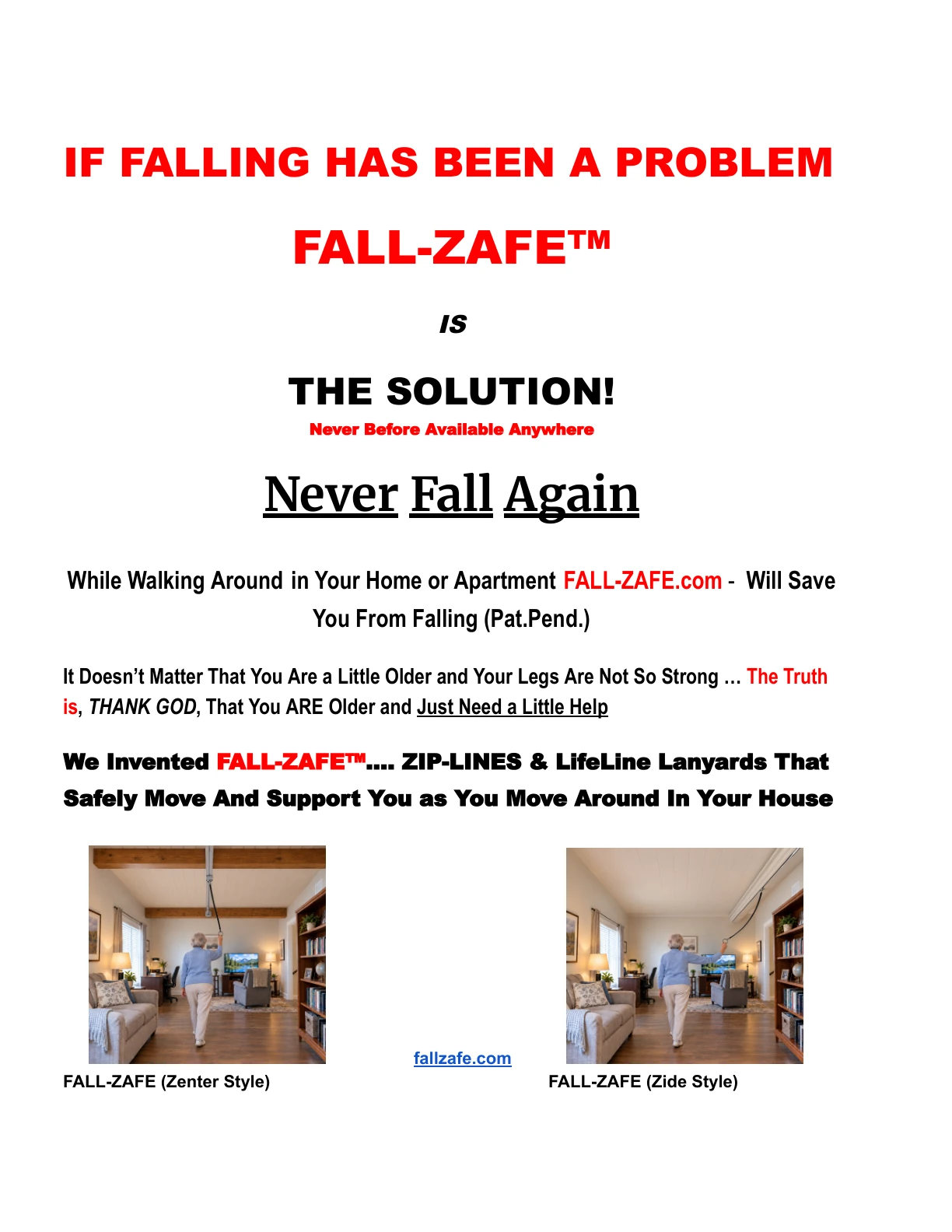 FALL-ZAFE first page, with original text and illustrations
